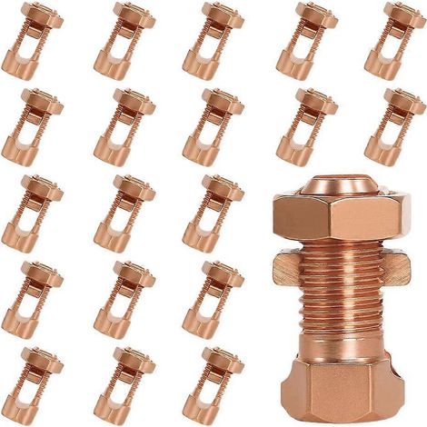 Lot de 20 connecteurs à boulon fendu TJ-16, pinces de mise à la terre en cuivre adaptées à la mise à la terre de fils nus de calibre 6 AWG/7 AWG/8 AWG, cosses de connexion (1/5)