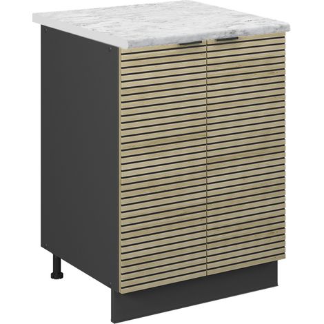 Meuble bas de cuisine Fame-Line, Panneau en chêne, 60cm , PT Marbre, Vicco