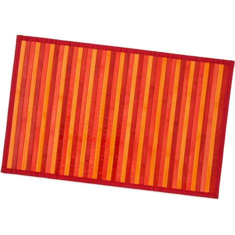 Tapis en Bois de Bambou Cuisine Salle de Bain Chambre Anti-dérapant Petit Déjeuner Napperon Rouge - 50x77 cm
