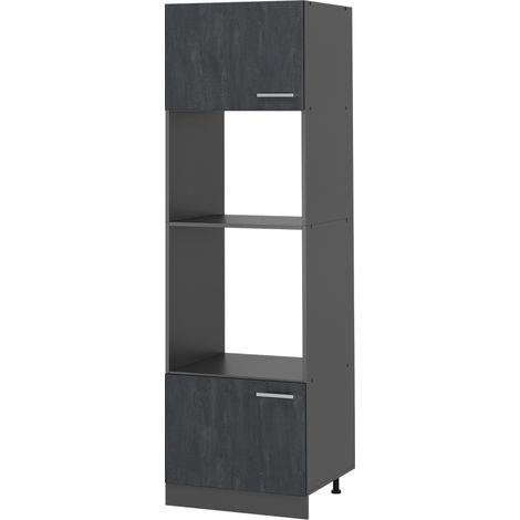 Mobile cucina microonde R-Line, Calcestruzzo nero, 60 cm, Vicco