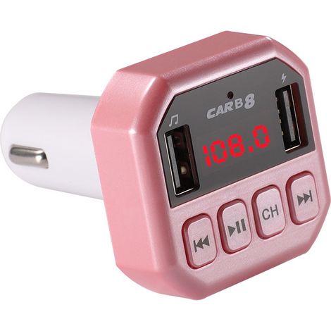 B8 Car Bluetooth MP3 Player, Car Bluetooth Hands-free Calling, Affordable Car Bluetooth MP3 Player -- Pink (1/3)