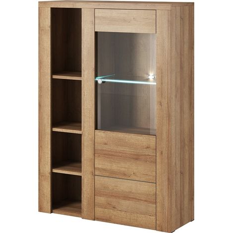 Buffet alto design 1 porta per soggiorno colore quercia. collezione SANTIAGO.