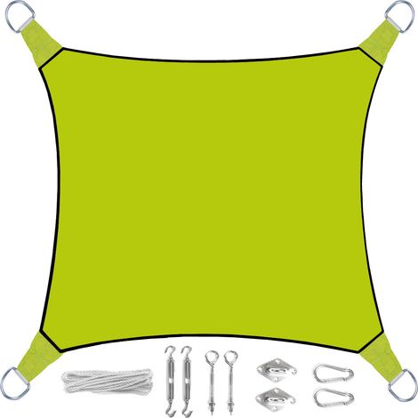 Sonnensegel Quadratisch Grün 3,6m - mit Ösenset für Balkon & Terrasse (1/5)