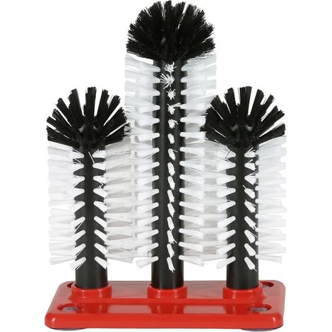 Brosse à laver les verres GR-2, Kit de brosses pour verres - 2 x 18 cm + 1 x 24 cm, Idéal pour verres à bière blanche et verres de 0,5 L, Nettoyage efficace pour bars, restaurants et maison
