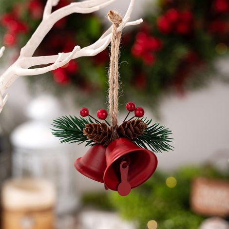 Cloche De Noël - En Fer Et Plastique - Pour Décoration Intérieure Arbre De Noël - Hauteur 13 Cm - Lot De 1 (1/5)