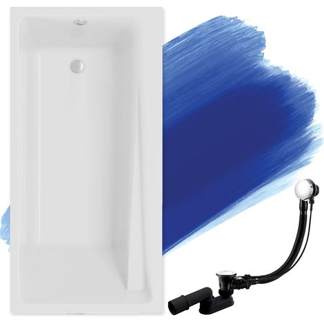 Baignoire Rectangulaire 170x75, Siphon de bain et pieds (support) - Set 3en1 - Fabriqué en UE - BADLAND ELZA