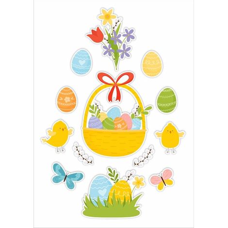 Adornos de Pascua de doble cara para ventanas (13 piezas)