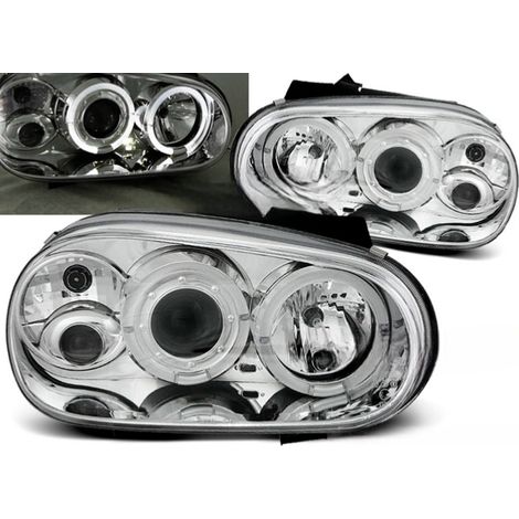 Paire de feux phares VW Golf 4 de 1997 a 2003 angel eyes chrome-27361919 (1/2)