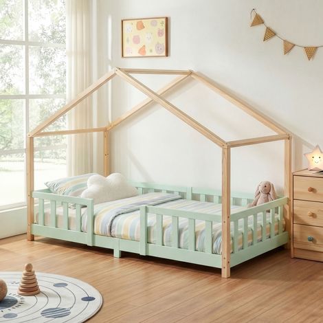 Kinderbett Treviolo 90x200 cm Mintgrün / Natur [en.casa] (1/5)
