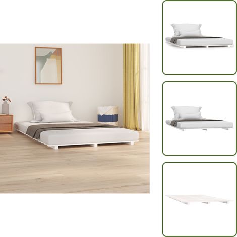 The Living Store Giroletto senza Materasso Bianco 120x200 cm Legno Massello Pino - Letto in legno