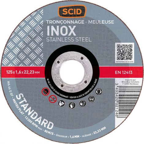 Trennscheibe für Edelstahl Flachmitnehmer ø X Dicke (mm) 125 X 1,6