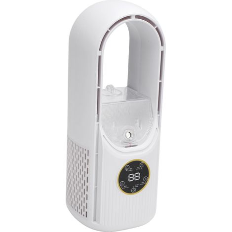 Ventilateur de bureau sans pales avec minuterie, climatiseur portable rechargeable par USB, petit ventilateur de bureau avec lumières colorées (1/5)