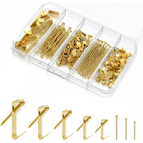 Fixation Cadre Photo sans Grand Perçage, Kit de Suspension pour Tableaux 90 Pièces, Crochet Mural Anti-Inclinaison pour Cloison Sèche, Support Robuste pour Miroir et Toile de 4,5 à 45 kg (1/5)