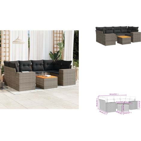 Salon de jardin avec coussins 7 pcs gris résine tressée - Ensemble Salon De Jardin - Salon De Jardin Extérieur - Meuble De Jardin - Mobilier De Jardin - Résine Tressée