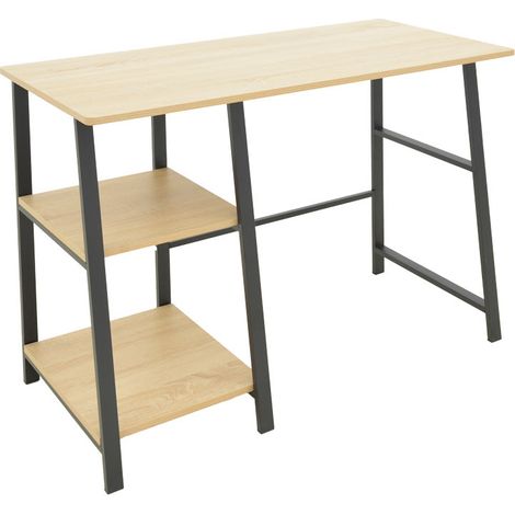Bureau avec étagères en bois noir naturel 100x48x75 cm (1/3)