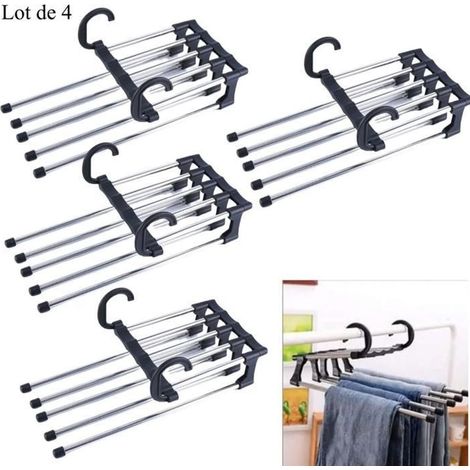 Cintre Pantalons, Lot de 4 Cintres Gain De Place, Multi Cintre Magique Pour jeans, écharpes, serviettes (1/4)