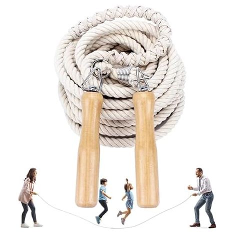 Jump Rope Groups, Jumping Rope Multiplayer, Team Length Rope Jump with Wooden Handle for School Sport Activity 5 Meters -7 Meters -10 Meters (1/5)