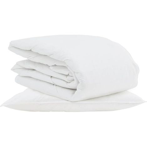 Ensemble de couette d'été simple en duvet (taie d'oreiller incluse), ensemble 2 pièces, blanc, duvet de canard. (1/5)