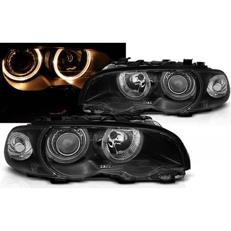 Paire de phares BMW serie 3 E46 Coupe de 1999 a 2003 angel eyes noir-27361174 (1/3)