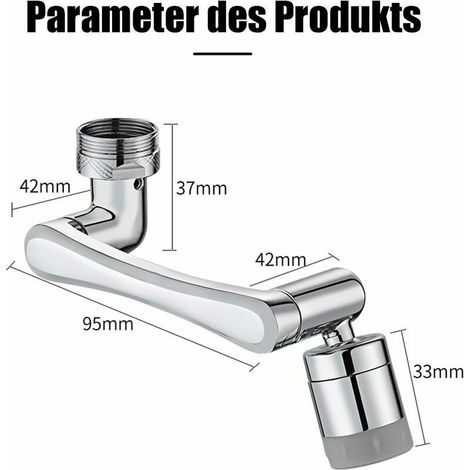 Multifunktions-Auszieharmatur mit 1440°-Drehbereich, Wasserhahnfilter, 1080°-Luftsprudler mit zwei Wasserauslassarten für Küche und Bad – Silber (1/4)