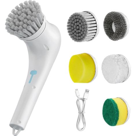 Brosse de nettoyage pour barbecue électrique,sans fil,rechargeable,avec 5 têtes de rechange,barbecue extérieur,cuisine,maison (1/5)