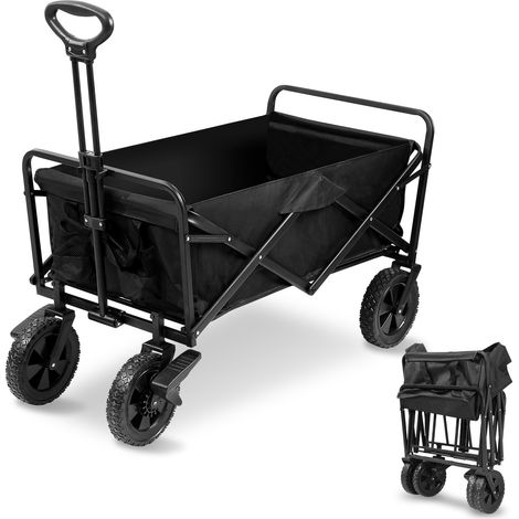 TolleTour Bollerwagen faltbar Bis 100kg Tragkraft mit Bremse Räder XXL Handwagen faltbarer Transportwagen Strandwagen Gartenwagen Für Camping