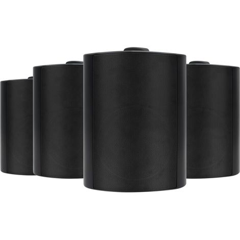 5,25 Pouces, 600 Watts Enceintes d'extérieur avec amplificateur stéréo câblé pour Toutes Les l'intérieur et l'extérieur terrasse(4 Haut-parleurs Noirs) (1/5)