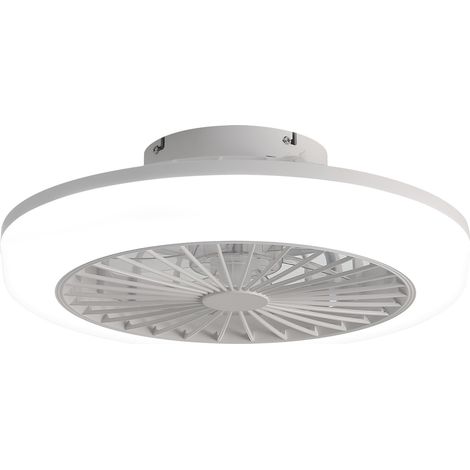 45 cm geschlossener Deckenventilator – mit 3-farbig einstellbarer LED-Beleuchtung und Fernbedienung – ohne versenkte Flügel – modernes Design – für Schlafzimmer, Küche und Esszimmer – Weiß (1/5)
