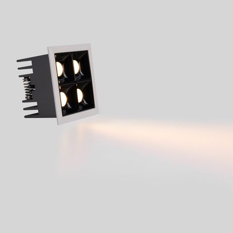 Downlight LED Cuadrado Empotrable 8W - Blanco - 4 Focos -