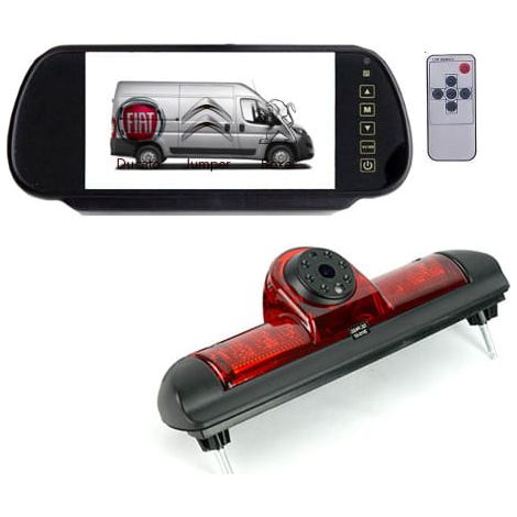 Kit moniteur intégré au rétroviseur + caméra de recul avec feu stop Fiat Ducato Citroën Jumper Peugeot Boxer
