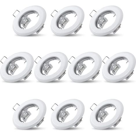 10x Spots lumineux encastrable plafond lampe fixe blanc supports pour spots encastrables acier inoxydable luminaire cuisine salon salle de bain,Trou encastré Ø55mm-LIAIKI (1/5)