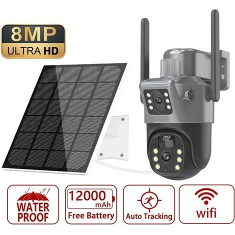 Caméra Surveillance WiFi - PRUMYA - Solaire - 8MP - Vision Nocturne 30m - Détection PIR (1/4)
