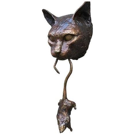 Heurtoir de porte mural en forme de souris, sculpture marron moulée, décoration faite main (1/5)