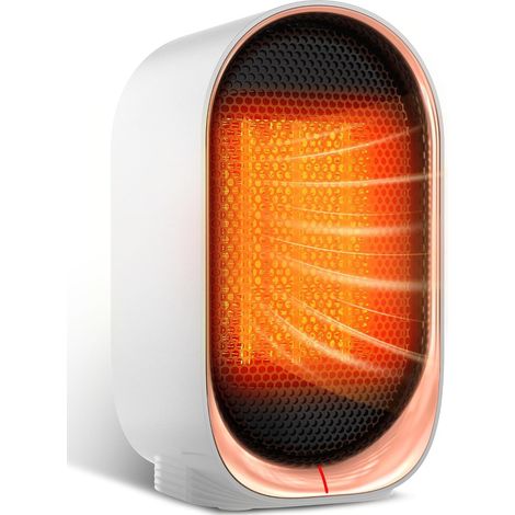 Radiateur soufflant économe en énergie pour l'intérieur – avec sécurité anti-basculement, chauffage de table silencieux pour bureau, espace de travail et chambre, blanc (1/5)