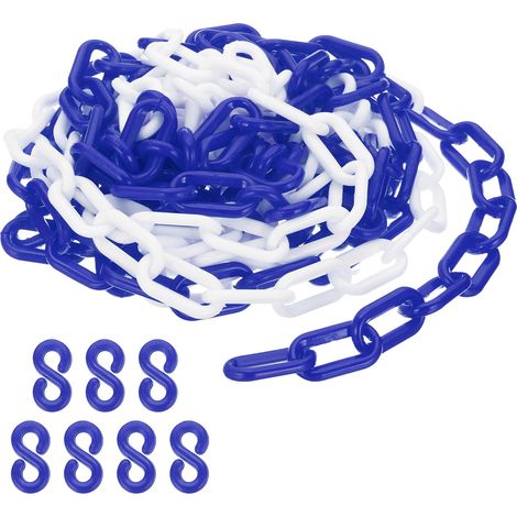 5M Chaîne en Plastique pour Contrôle des Sécurité 6mm Bleu Blanc (1/5)