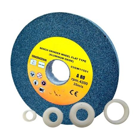 DISCO MOLA PIETRA ABRASIVA PER SMERIGLIATRICE DA BANCO 150mm 150x20x32mm (1/5)