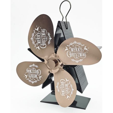 Ventilateur de cheminée à 4 pales avec thermomètre - Ventilateur silencieux à énergie thermique avec protection contre la surchauffe pour poêles à bois, cheminées à gaz et poêles à bois.