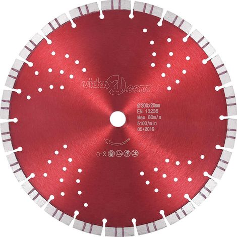 Disque de coupe diamanté 300 mm alésage 20 mm segments turbo pour béton granit brique carrelage acier rouge (1/4)