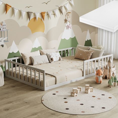 Lit pour enfant Minno, Blanc, 120x200 avec matelas, Vitalispa (1/5)