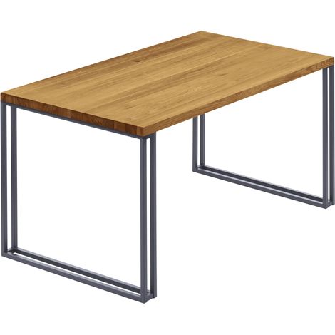 LAMO Manufaktur Esstisch Küchentisch, 140x60x76 cm (AxBxH), Frame, Rustikal / Anthrazit, LNG-01-A-003-7016Fr
