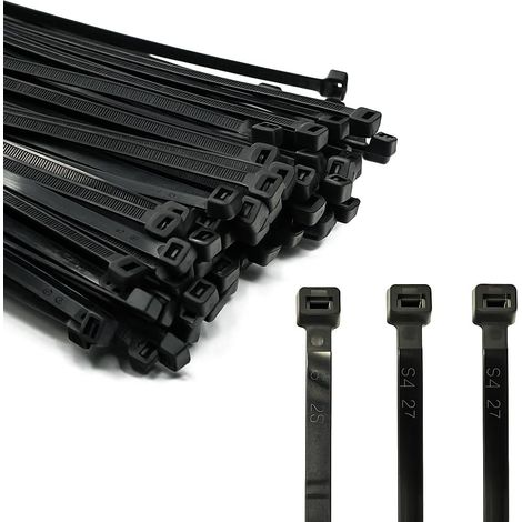 100 pièces d'attaches de câble professionnelles 160 x 2,5 mm Poignée d'attache de câble couleur noire, résistante à la température (1/5)