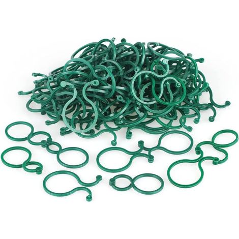 200 Stück Gartenpflanzen-Stützclips, wiederverwendbare Tomatenclips, Kunststoff, Grün