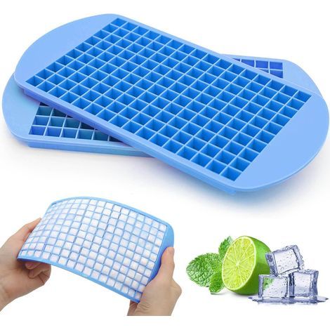 Set mit 2 bis 160 kleinen Silikon-Eiswürfelformen für Whisky, Cocktails, Wasserflaschen – BPA-frei, flexibel und stapelbar (blau) (1/5)
