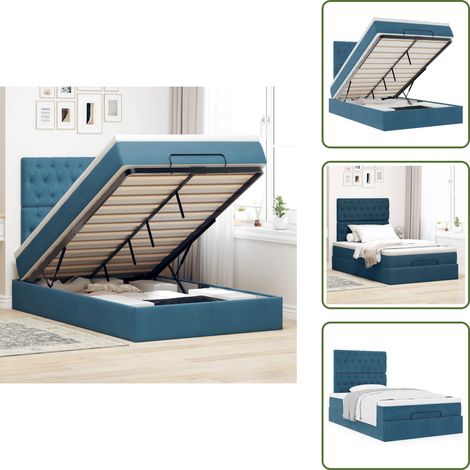 Cadre de lit ottoman avec matelas bleu foncé 120x190 cm velours - Lit Ottoman - Lits Ottomans - Cadre De Lit - Cadre De Lit Avec Rangement (1/5)