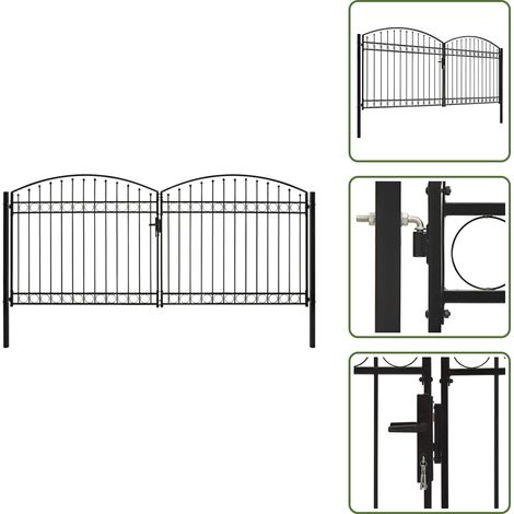 The Living Store Portail de clôture Assen à double porte avec arc en acier 400x200 cm - Portail de clôture (1/5)