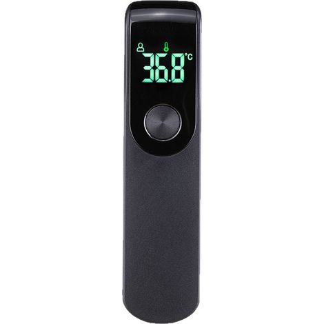 Pistolet thermomètre infrarouge portable sans contact, thermomètre frontal numérique pour hôtel et maison. Design noir pour une lecture rapide et précise. (1/5)