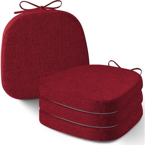 Ensemble de 4 Coussins de chaise, Antidérapant épais, Housse amovible, Pour salle à manger
