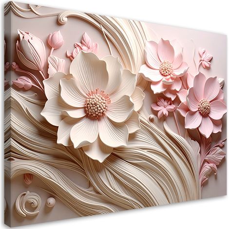 Stampe su Tela, Fiori rosa su uno sfondo ondulato - 30x20 (1/2)