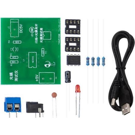 Kit de testeur d'optocoupleur 555 pour circuit imprimé, application, soudure, kit de pièces détachées électroniques DIY avec câble CC (1/5)