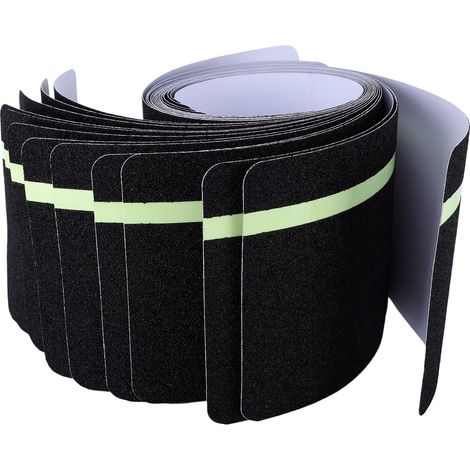 15 pièces tapis de marche antidérapant 6x24 pouces noir bande antidérapante avec bande lumineuse dans le noir pour porche, patio, bateau, sol glissant (1/5)